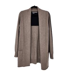 360 Sweater 100% Cashmere Color Block Pockets Long Sweater Duster Size Small